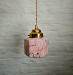 Twee vintage Art-Deco gemarmerde opaline hanglampen.Pr/st., Ophalen of Verzenden
