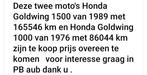 Honda goldwings 1500 en Honda goldwing 1000, Motos, Motos | Honda, Particulier