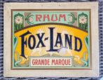 plaque Rhum FOX LAND Tôle 1910 Art nouveau, Verzenden