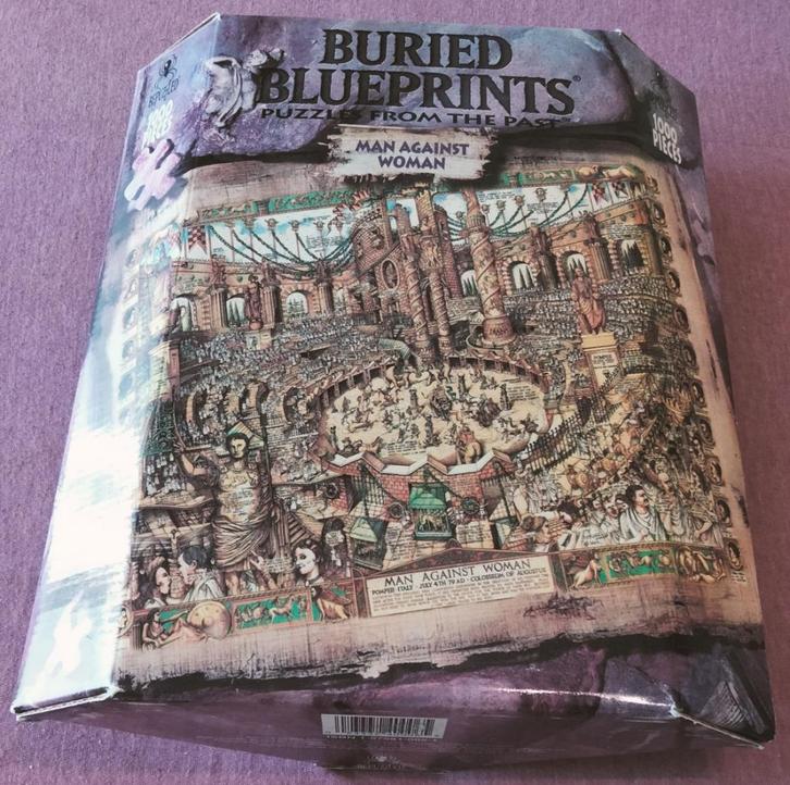 Buried Blueprints puzzel "Man against Woman" - 1000 st., Hobby en Vrije tijd, Denksport en Puzzels, Zo goed als nieuw, Legpuzzel