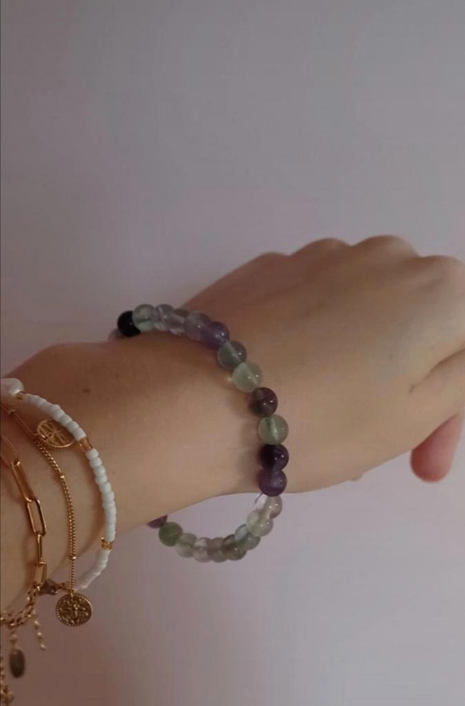 Spiru - Armband edelsteen Fluoriet - € 5, Handtassen en Accessoires, Armbanden, Zo goed als nieuw, Overige materialen, Groen, Met edelsteen