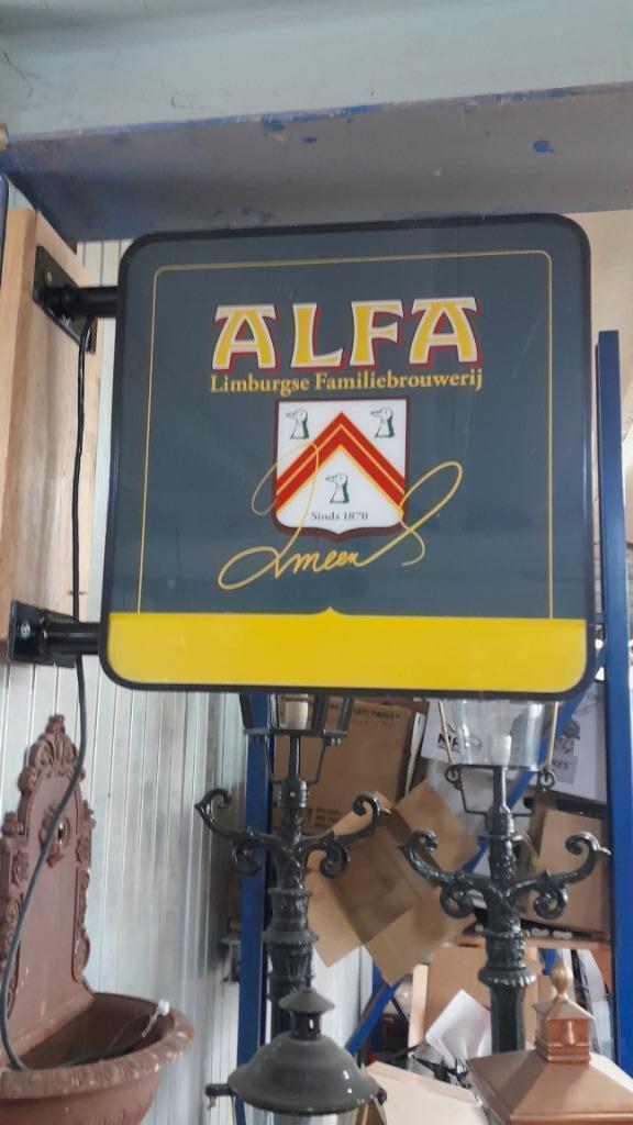 lichtreclame alfa bier reclame, Verzamelen, Biermerken, Nieuw, Reclamebord, Plaat of Schild, Ophalen