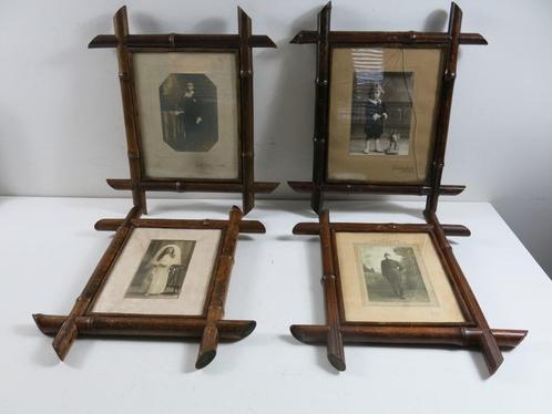 Prachtige set antieke bamboe fotokaders / spiegels ca 1920, Antiquités & Art, Curiosités & Brocante, Enlèvement ou Envoi