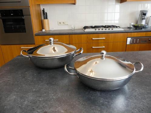 2 opdienschotels met deksel, Huis en Inrichting, Woonaccessoires | Dienbladen, Zo goed als nieuw, Overige materialen, Rond, Ophalen of Verzenden