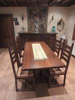 eiken Tafel en stoelen + commodekast, Antiek en Kunst, Ophalen