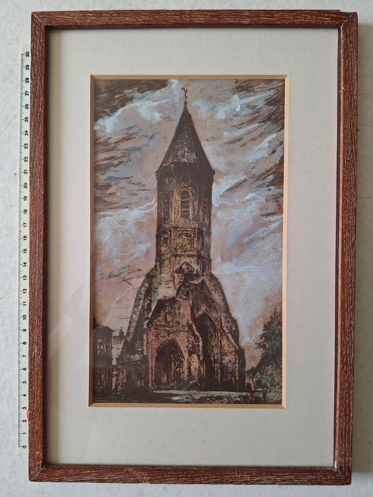Ets "Oostende Sint-Pieterstoren" door Leopold Henderyckx, Antiek en Kunst, Kunst | Etsen en Gravures, Ophalen of Verzenden
