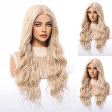 Swiss lace front pruik lang blond haar zonder pony Lauren beschikbaar voor biedingen