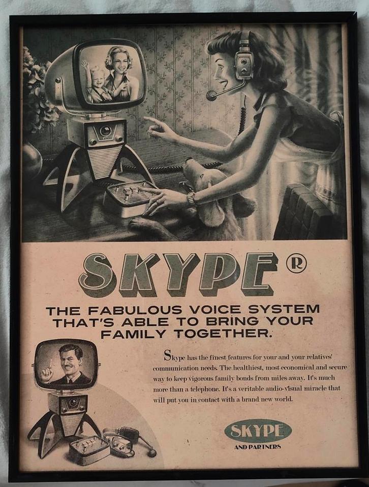 Affiche rétro “Skype” – Style vintage / déco geek, Huis en Inrichting, Woonaccessoires | Lijsten, Gebruikt, Ophalen