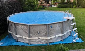 Intex frame pool zwembad 488x122 + vele toebehoren, 300 cm ou plus, Rond, Comme neuf, Enlèvement