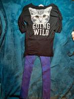 Kleedje/longsleeve-shirt met warme blauwe legging 134-140, Ophalen of Verzenden, Zo goed als nieuw