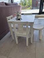 Kinderset : tafel met 3 stoeltjes en 1 krukje, Gebruikt, Ophalen