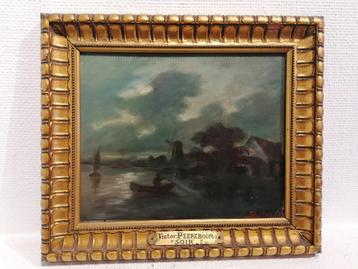 Antiek schilderij op paneel, gesigneerd beschikbaar voor biedingen