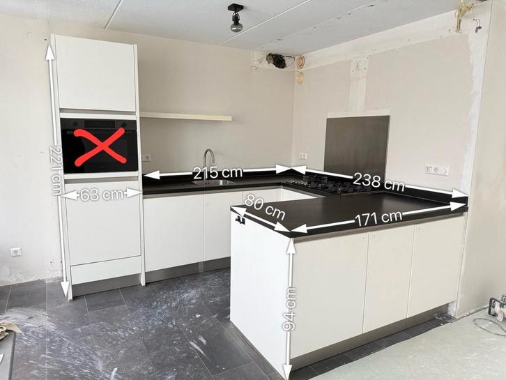 Cuisine équipée en U, Maison & Meubles, Cuisine | Cuisines complètes, Blanc, Granit ou Pierre, Sans poignée, Enlèvement