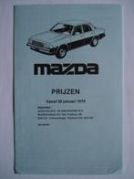Mazda prijzen 1979 NL Brochure Catalogue Prospekt 626/929/Le, Verzenden, Gelezen, Mazda
