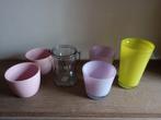 Set van een vaas, glazen decoratiestuk en bloempotten, Tuin en Terras, Ophalen, Zo goed als nieuw