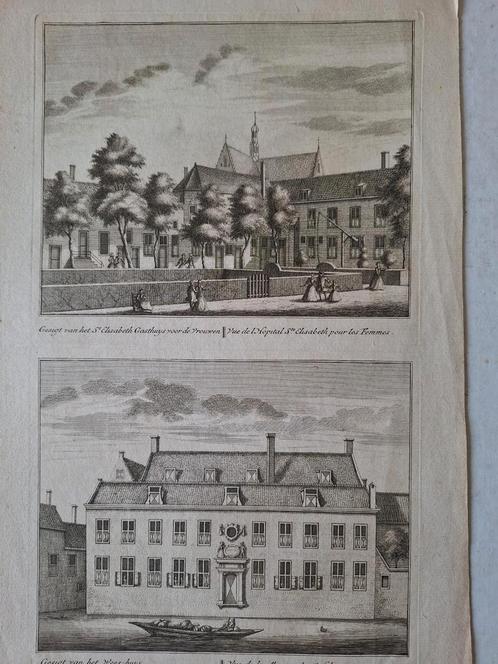 18de eeuwse etsen Alkmaar door Leonard Schenk, Antiek en Kunst, Kunst | Etsen en Gravures, Ophalen of Verzenden
