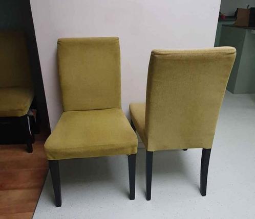 6 eetkamerstoelen groen incl. extra rode stoelhoezen, Huis en Inrichting, Stoelen, Gebruikt, Vijf, Zes of meer stoelen, Hout, Stof