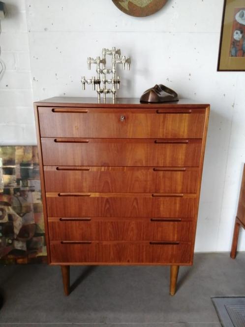 Deense teak jaren 60 ladekast, retro kast, Antiek en Kunst, Kunst | Designobjecten, Ophalen