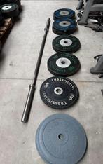 135kg Crossmaxx Competitie Bumperplates Barbell 220cm,20kg, Ophalen, Gebruikt, Halterschijven