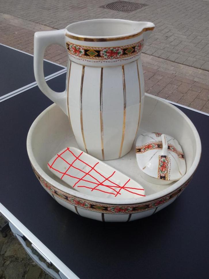 set de lavabo art déco / wastafelset 15€ (pour les 3 pièces), Antiquités & Art, Antiquités | Céramique & Poterie, Enlèvement