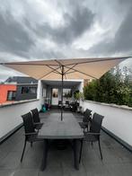 Tuinset tafel met 4 stoelen en parasol, Ophalen, 4 zitplaatsen, Aluminium, Zo goed als nieuw
