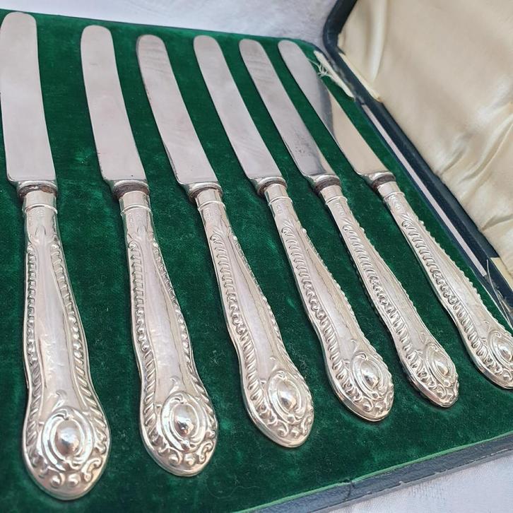 Antieke 925 Sterling Zilveren Messen set Birmingham 1911, Antiek en Kunst, Antiek | Bestek, Ophalen of Verzenden