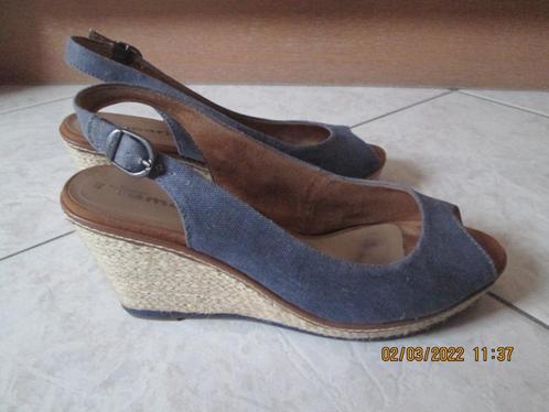 Sandales à talons compensés « TAMARIS » P : 40, Kleding | Dames, Schoenen, Zo goed als nieuw, Sandalen of Muiltjes, Blauw, Ophalen of Verzenden