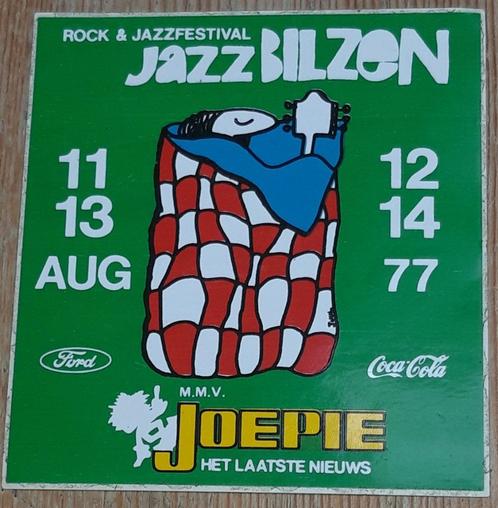 Vintage sticker Jazz Bilzen festival 1977 Joepie autocollant, Collections, Autocollants, Comme neuf, Autres types, Enlèvement ou Envoi