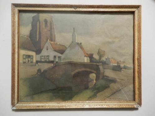 Aquarel Herman Verbaere, Antiek en Kunst, Kunst | Schilderijen | Klassiek, Ophalen of Verzenden