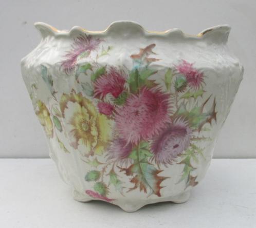 schitterende art nouveau bloempot met kleurrijke distels, Antiek en Kunst, Antiek | Keramiek en Aardewerk, Verzenden