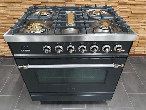 🔥Luxe Boretti Fornuis 80cm antraciet + rvs 1 oven 5 pits, Elektronische apparatuur, Fornuizen, Zo goed als nieuw, Vrijstaand