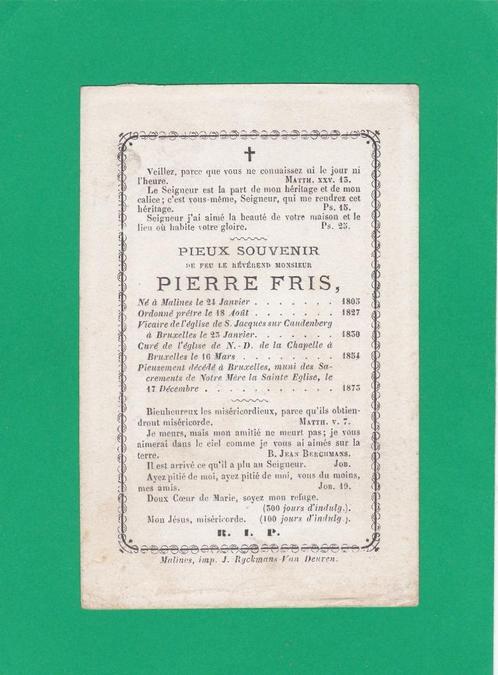 DP Priester Pierre Fris, Collections, Images pieuses & Faire-part, Image pieuse, Enlèvement ou Envoi