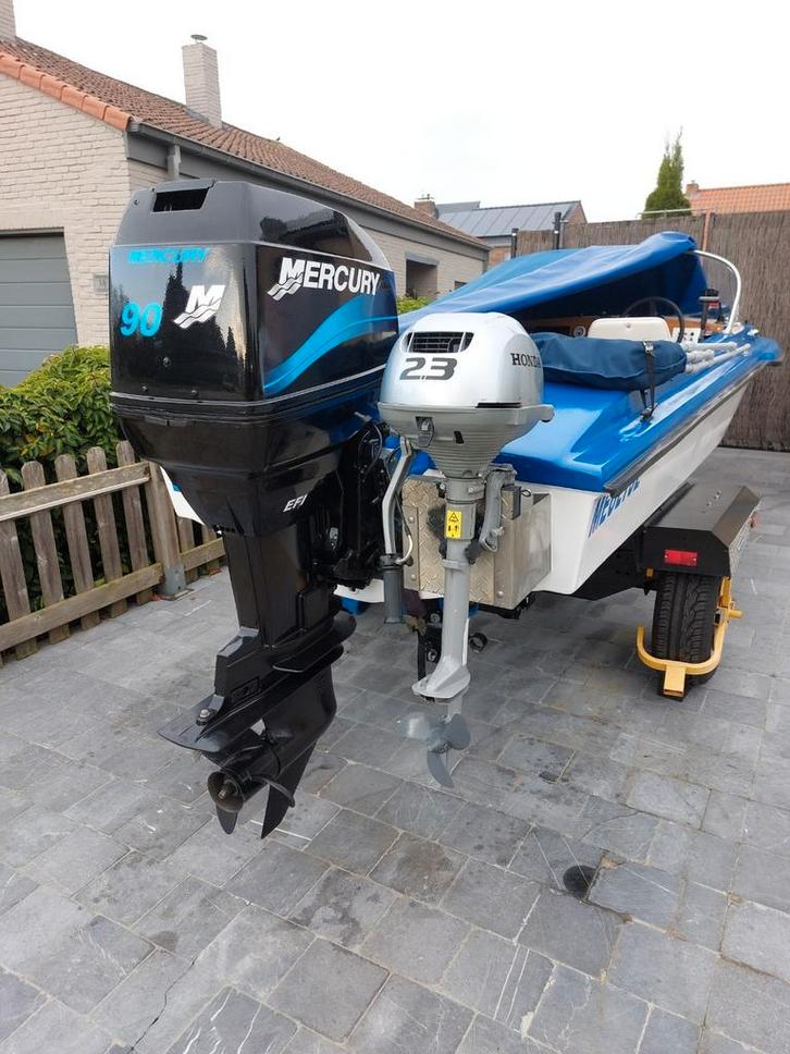 Speedboot 90pk volledig gerenoveerd en vaarklaar met Belgisc, Watersport en Boten, Speedboten, Zo goed als nieuw, 3 tot 6 meter