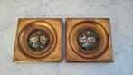Vintage ronde vergulde lijstjes met bloemenschilderijtje, Antiek en Kunst, Ophalen of Verzenden
