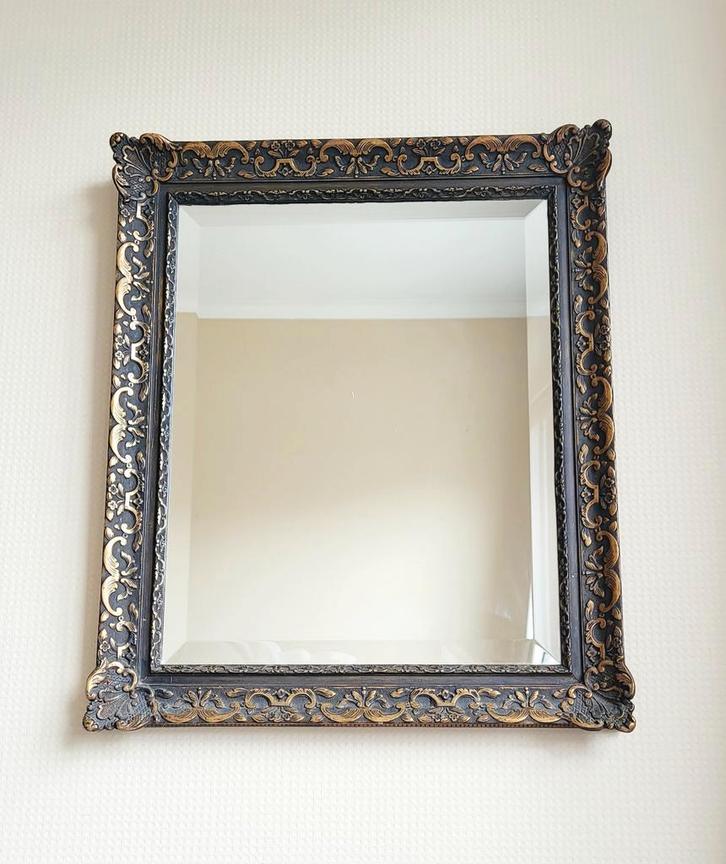 Prachtige grote antieke goudkleurige facet geslepen spiegel!, Huis en Inrichting, Woonaccessoires | Lijsten, Ophalen of Verzenden