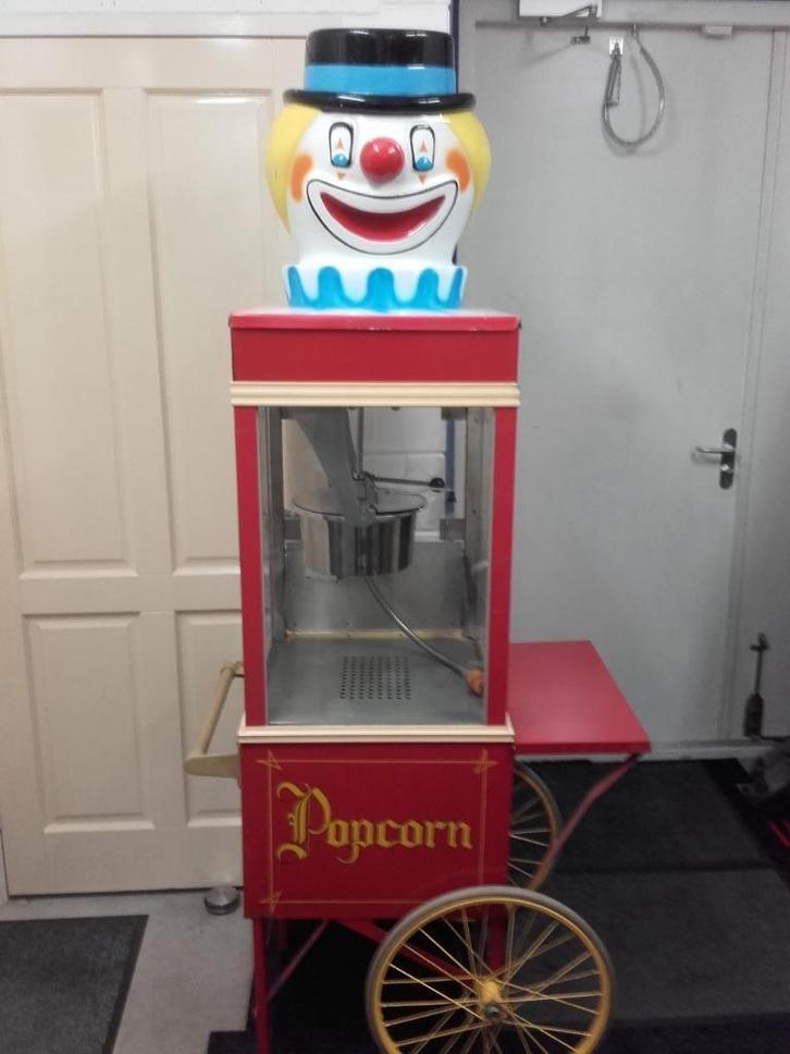 popcornmachine Clown Pop Gold Medal met kar en Clownshoofd, Hobby en Vrije tijd, Feestartikelen, Gebruikt, Overige typen, Ophalen