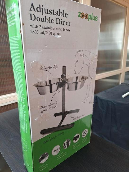 Hondenbar incl 2 RVS voerbakken, Dieren en Toebehoren, Hondenvoerbakken en Drinkbakken, Nieuw, Anti-knoei, Anti-schrok, Verstelbaar