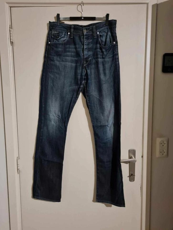 Donkere G-Star-jeans. Rauw 3301. Maat W32 L36., Kleding | Heren, Spijkerbroeken en Jeans, Gedragen, W32 (confectie 46) of kleiner