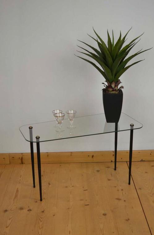 Vintage Bijzettafel - Salontafel met Metalen Poten - 1950s, Antiek en Kunst, Antiek | Meubels | Tafels, Ophalen