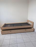 Houten eenpersoonsbed met uitschuifbaar logeerbed, Huis en Inrichting, Slaapkamer | Bedden, Ophalen, Gebruikt, 90 cm, Eenpersoons