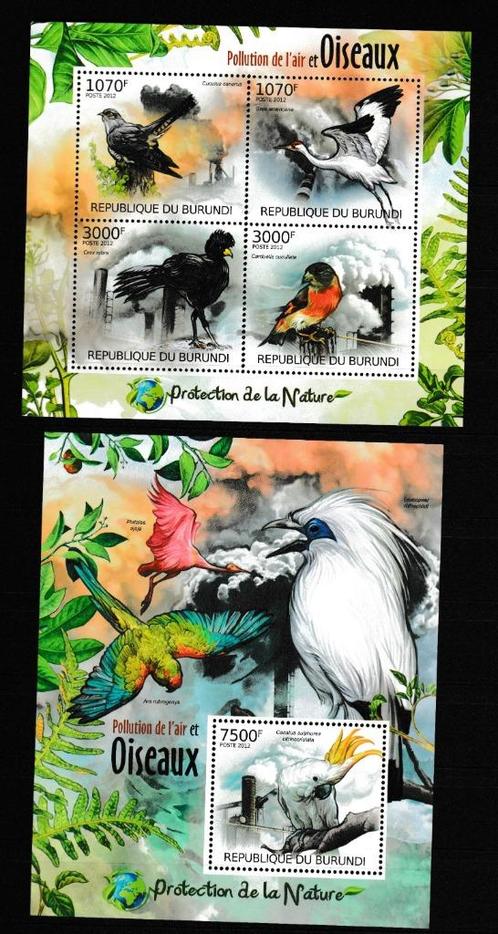 Burundi 2012 Blok Luchtvervuiling en vogels **, Postzegels en Munten, Postzegels | Thematische zegels, Postfris, Dier of Natuur