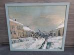 huile sur panneau village en hiver monograme pierre fievet, Antiquités & Art, Art | Peinture | Classique, Enlèvement ou Envoi