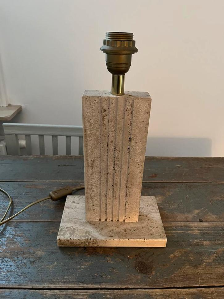 PRACHTIGE VINTAGE LAMPENVOET LAMP TRAVERTIN BELINO, Antiek en Kunst, Antiek | Verlichting, Ophalen of Verzenden