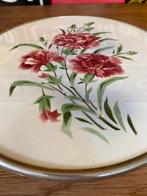 Ancien plat à gâteau fleuri en porcelaine, Enlèvement ou Envoi