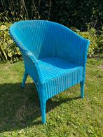Lloyd Loom Stoel & Tafel - Blauw, Tuin en Terras, Ophalen, Gebruikt