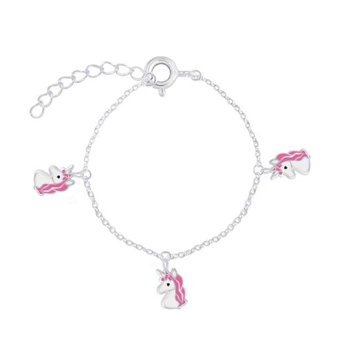 Zilveren unicorn bedel kinderarmband - OP=OP!, Handtassen en Accessoires, Kindersieraden, Nieuw, Armband, Zilver, Ophalen of Verzenden