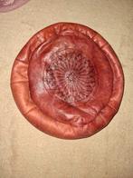 Leder poef, Rond, Enlèvement, Utilisé, Cuir