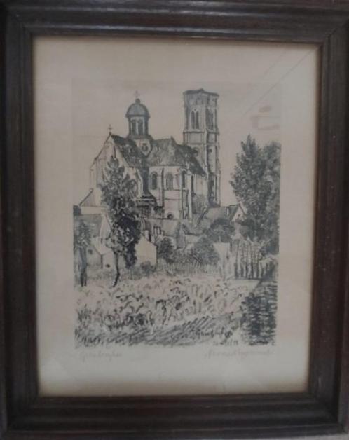 litho Steendruk Armand Eggermont " Grimberghen", Antiek en Kunst, Kunst | Litho's en Zeefdrukken, Ophalen of Verzenden