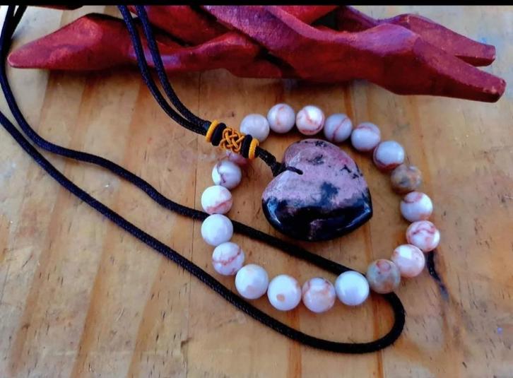 Ens de bijoux , rhodonite rose, Bijoux, Sacs & Beauté, Bracelets, Neuf, Argent, Rose, Envoi