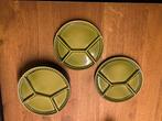 Vintage groene fondue borden 6 stuks, Comme neuf, Enlèvement ou Envoi, Assiettes(s)